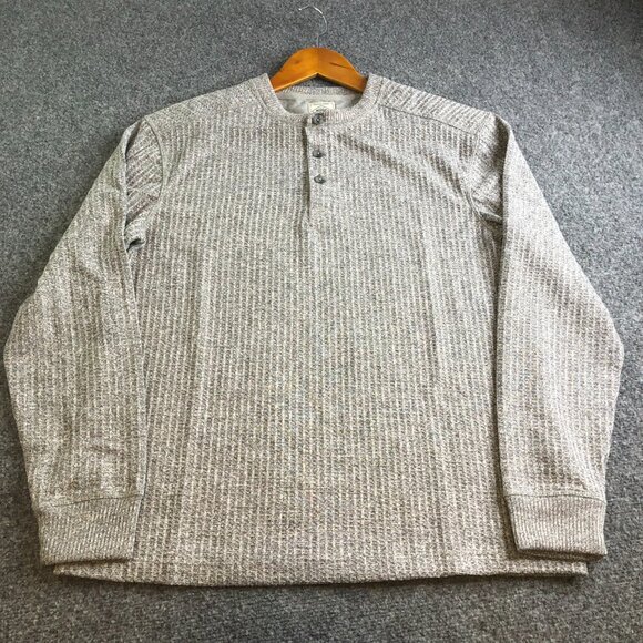 Next 1982 Henley Shirt Mens Small Gray Long Sleeve Textured Ribbed Stretch - Picture 3 of 9